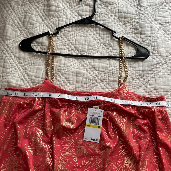 MICHAEL MICHAEL KORS SANGRIA Maxi Chain Dress Printed Sz Medium Orange and Gold - Picture 11 of 12